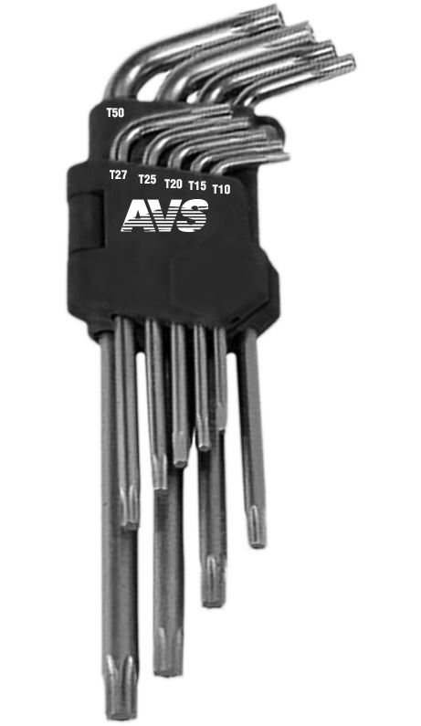 Набор ключей TORX  9 пр. T10-T50 торцевых изогнутых коротких  AVS TXS-9 /1/12/60/