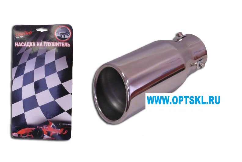 Насадка на глушитель нержав.сталь HJ-666 (в блистере) /20, 208x87x88мм, D=70 TORINO