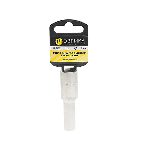 Головка  8мм 6-гранная глубокая 1/2" (с держателем) ЭВРИКА ER-91501H 