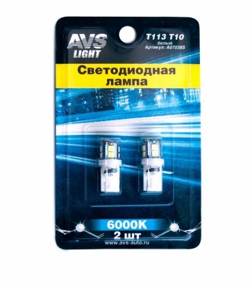 Автолампа светодиодная T113 T10/белый/ (W2.1x9.5D) 11SMD 2835 12V W5W, блистер. 2 шт.