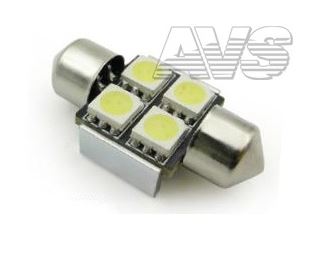 Автолампа светодиодная C007 Т11/белый/ (SV8,5/8) 4x5050 SMD 31mm CANBUS, блистер 2 шт.