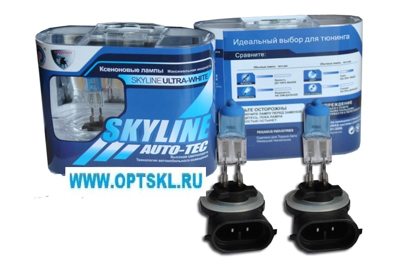 Автолампа галогеновая " SKYLINE" H27-881 12V27W (ULTRA-WHITE 3800K) комп. 2шт