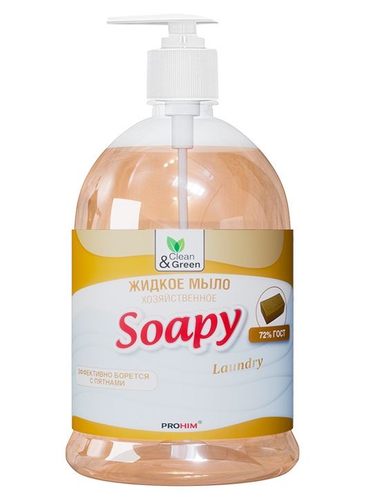 Жидкое мыло "Soapy" хозяйственное с дозатором 1000 мл. Clean&Green CG8097