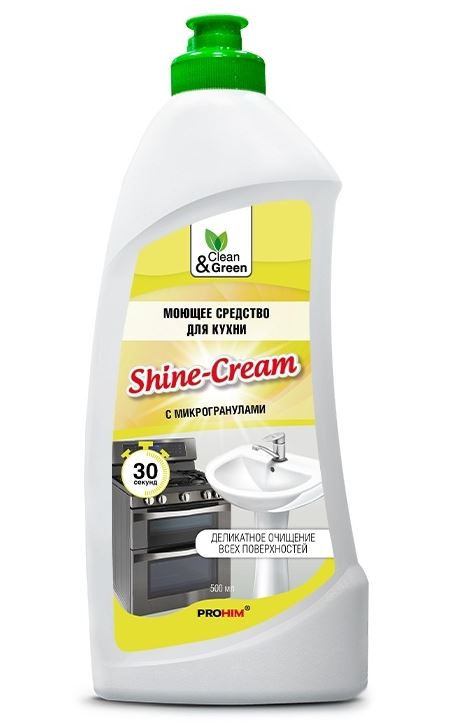 Моющее средство для кухни "Shine-Cream" (антижир, крем) 500 мл. Clean&Green CG8077