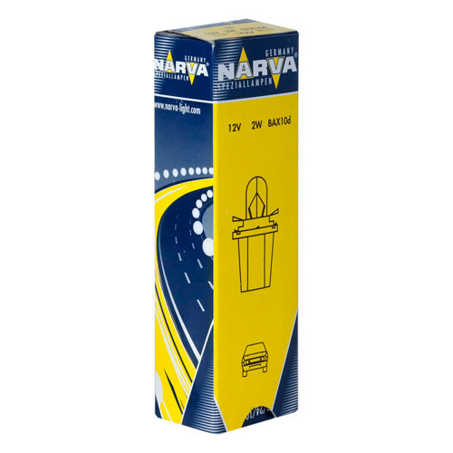 Автолампа BAX2W с зеленым патроном (B8.5d) 12V NARVA /10/200