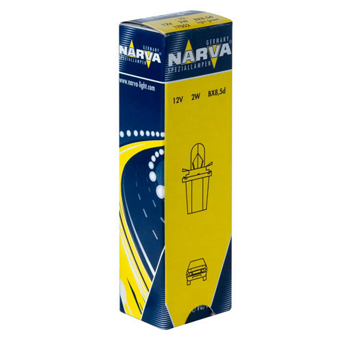Автолампа BAX2W с зеленым патроном (BX8,5d) 12V NARVA /10/200